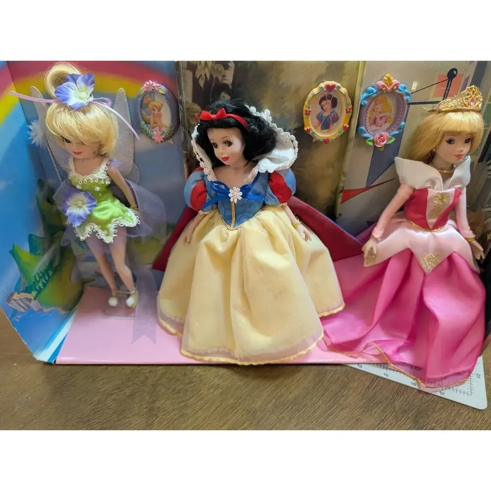 Disney Princess Snow White Aurora Tinker Bell Doll Set New In Box Fairytale